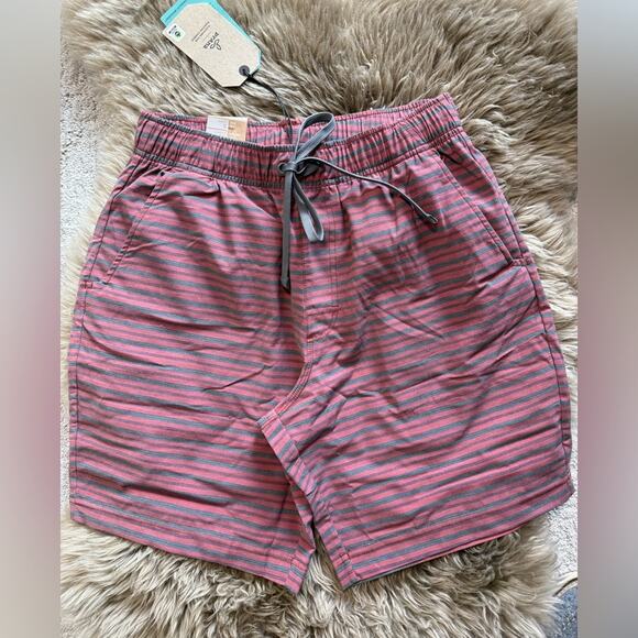 Prana Metric Elastic Waist Stripe Rust Shorts Men’s Small S - Picture 1 of 5
